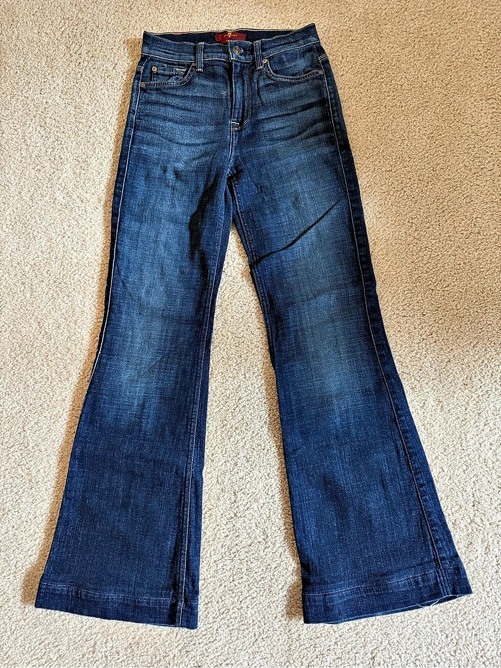 7 For All Mankind Ginger Women's Wide Leg Jeans Blue Waist 24